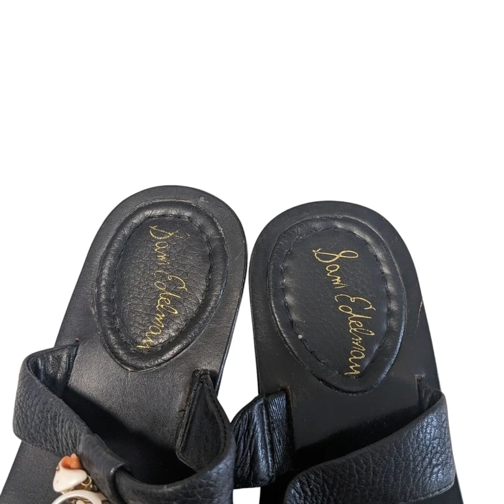 Sam Edelman Black Sandals with Shell Accents Leather Uppers Size 6 - Picture 2 of 8